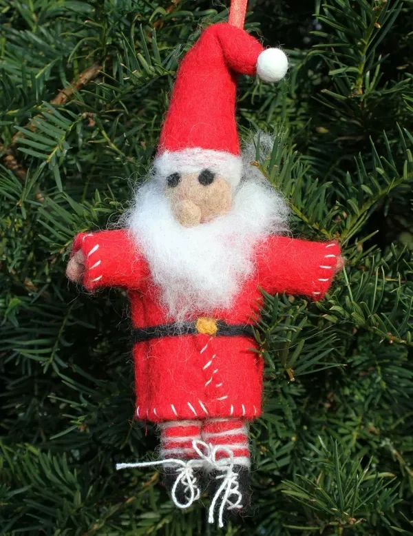 Christmas Tree Decoration Stripey Sock Santa