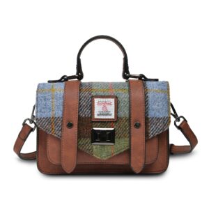 The Mini Satchel - Chestnut and Blue Tartan