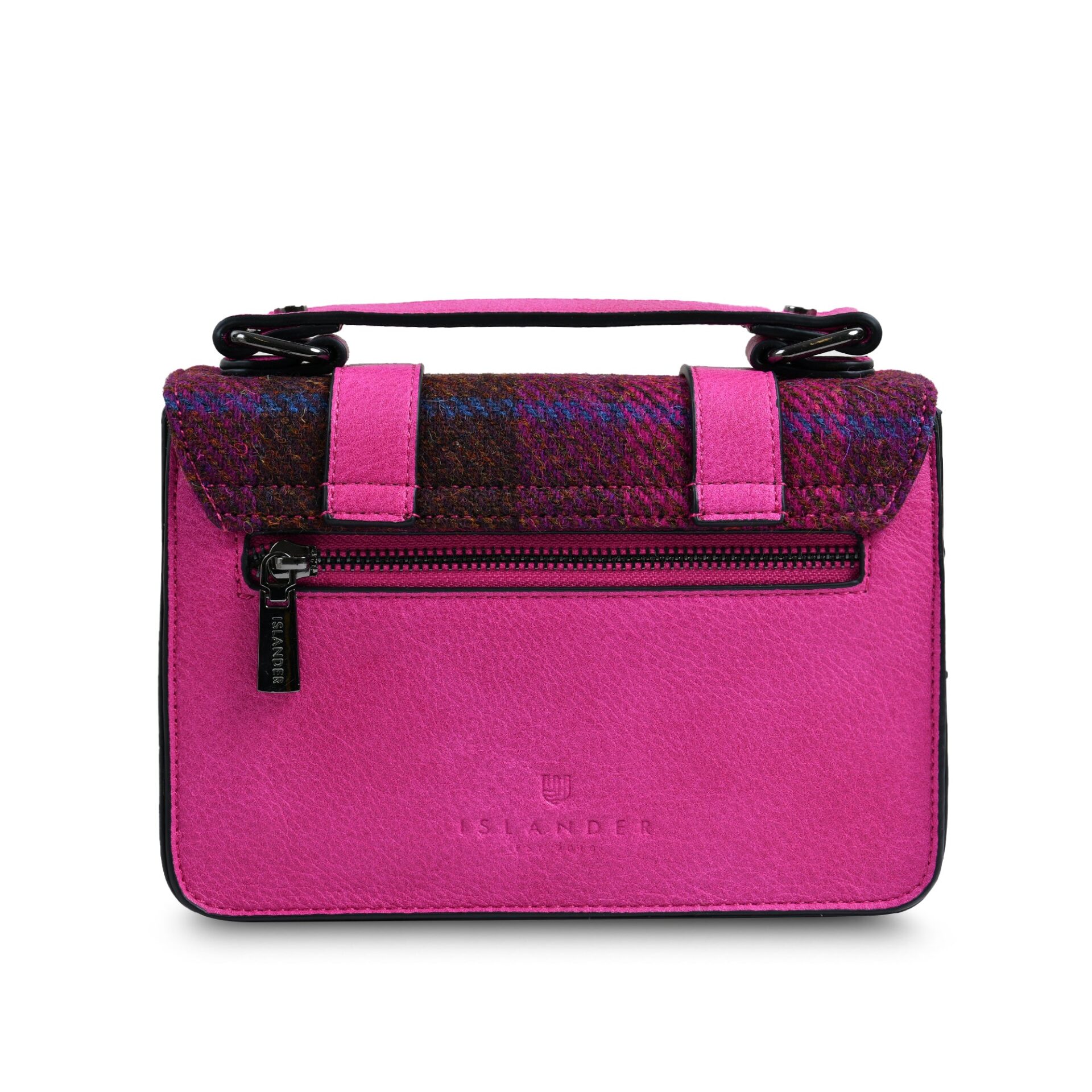 The Medium Satchel - Chestnut and Blue Tartan