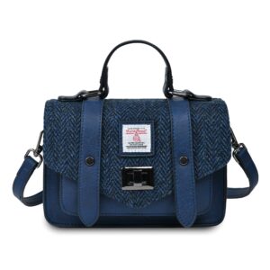 The Mini Satchel - Navy Herringbone