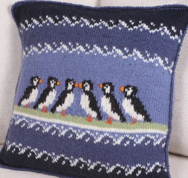 Circus Of Puffins Cushion
