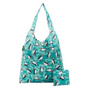 Eco Chic Lightweight Foldable Reusable Shopping Bag Teal Puffin