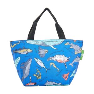 Eco Chic Lightweight Foldable Lunch Bag Blue Sea Creatures