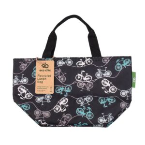 Eco Chic Lightweight Foldable Lunch Bag Black Bike