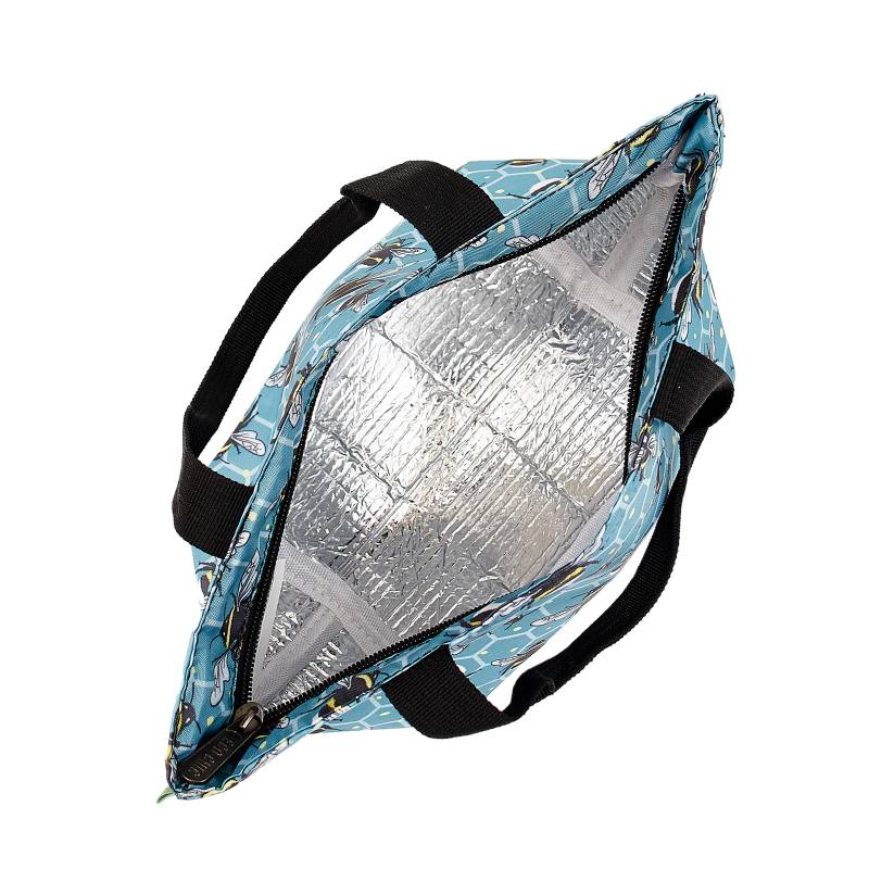 Eco Chic Lightweight Foldable Lunch Bag Blue Bumble Bee