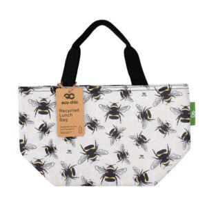 Eco Chic Lightweight Foldable Lunch Bag Grey Bubble Bee