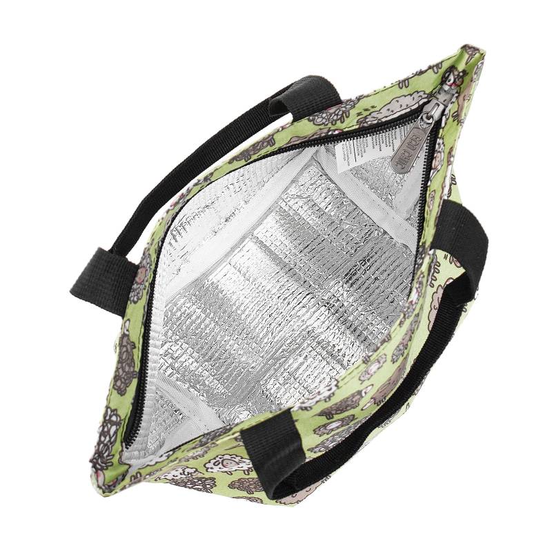 Eco Chic Lightweight Foldable Lunch Bag Green Cute Sheep