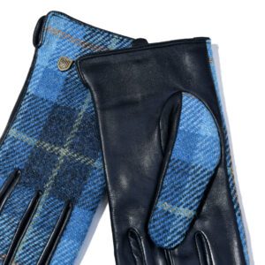 Harris Tweed Ladies Gloves - Blue Tartan