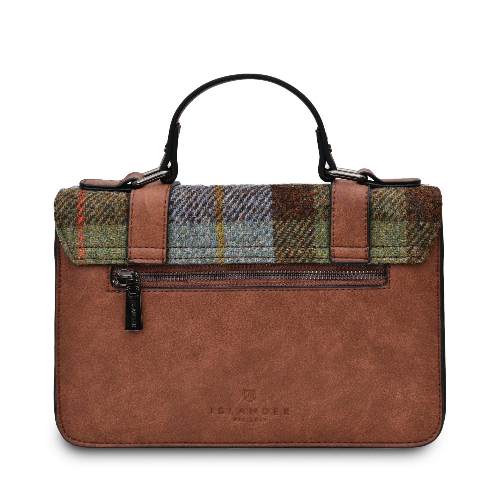 The Medium Satchel - Chestnut and Blue Tartan