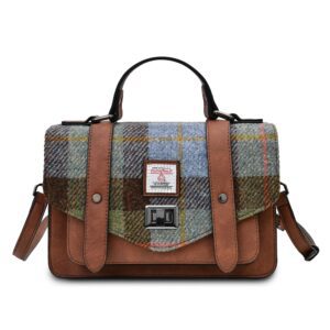 The Medium Satchel - Chestnut and Blue Tartan