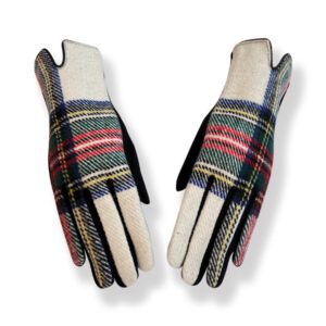 Couthie White Tartan Gloves