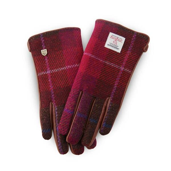 Harris Tweed Ladies Gloves - Fuchsia Tartan