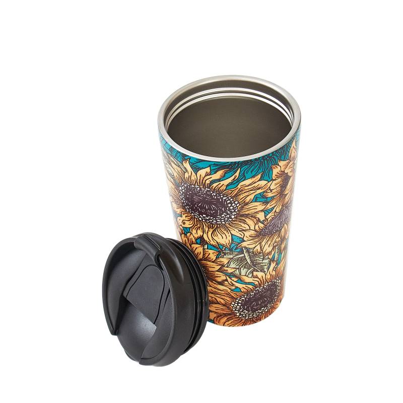 Eco Chic Thermal Coffee Cup Teal Sunflower