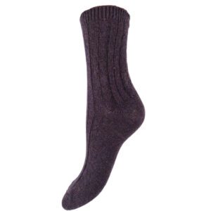 Aubergine Ribbed Wool Blend Socks