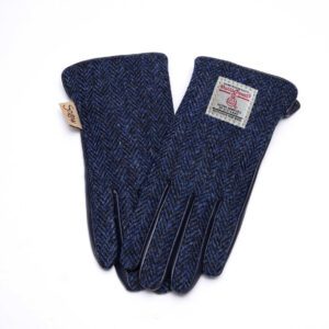 Harris Tweed Ladies Gloves - Navy Herringbone
