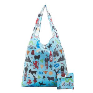 Eco Chic Lightweight Foldable Reusable Shopping Bag Scottish Montage