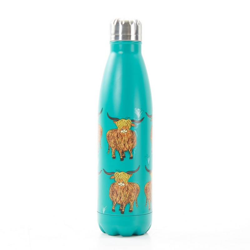Eco Chic Thermal Bottle Teal Highland Cow