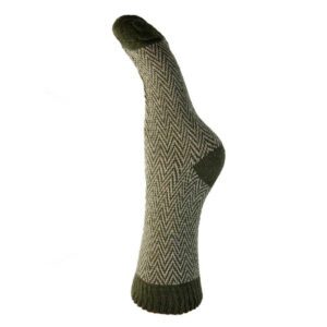 Green and Tan Zigzag Wool Blend Socks