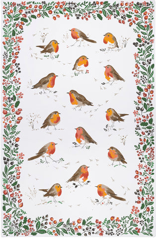 Ulster Weavers Cotton Tea Towel - Robins and Holly