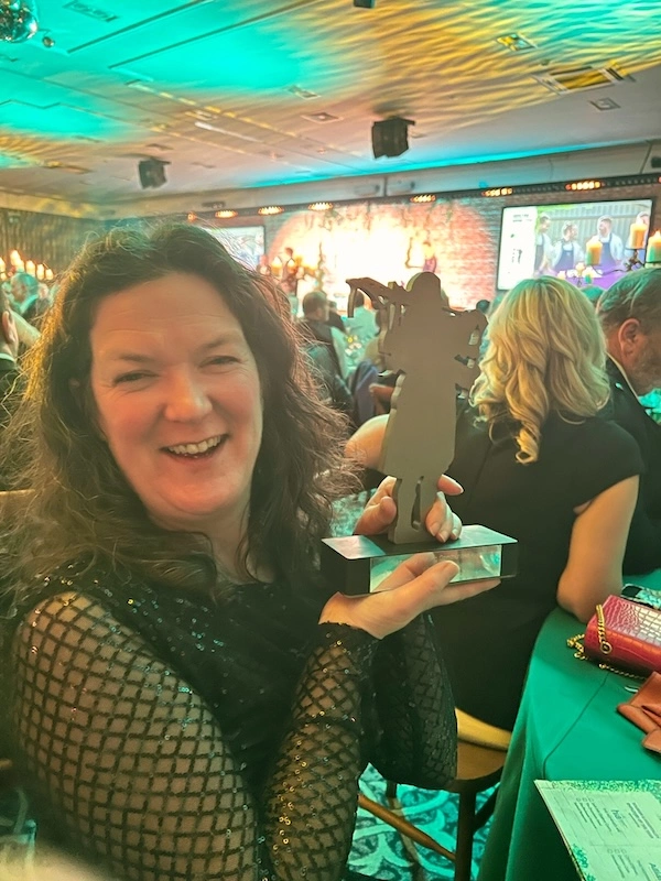 Janet Miles wit the Highlands and Islands Thistle Awards Trophy